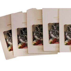 New Lot 5 Starbucks Gift Card Tristan Eaton Limited Edition White Tiger Sumatra